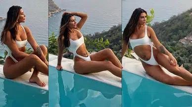 Selen Görgüzel, Cesur Elbisesiyle Kayalıklarda Poz Verdi